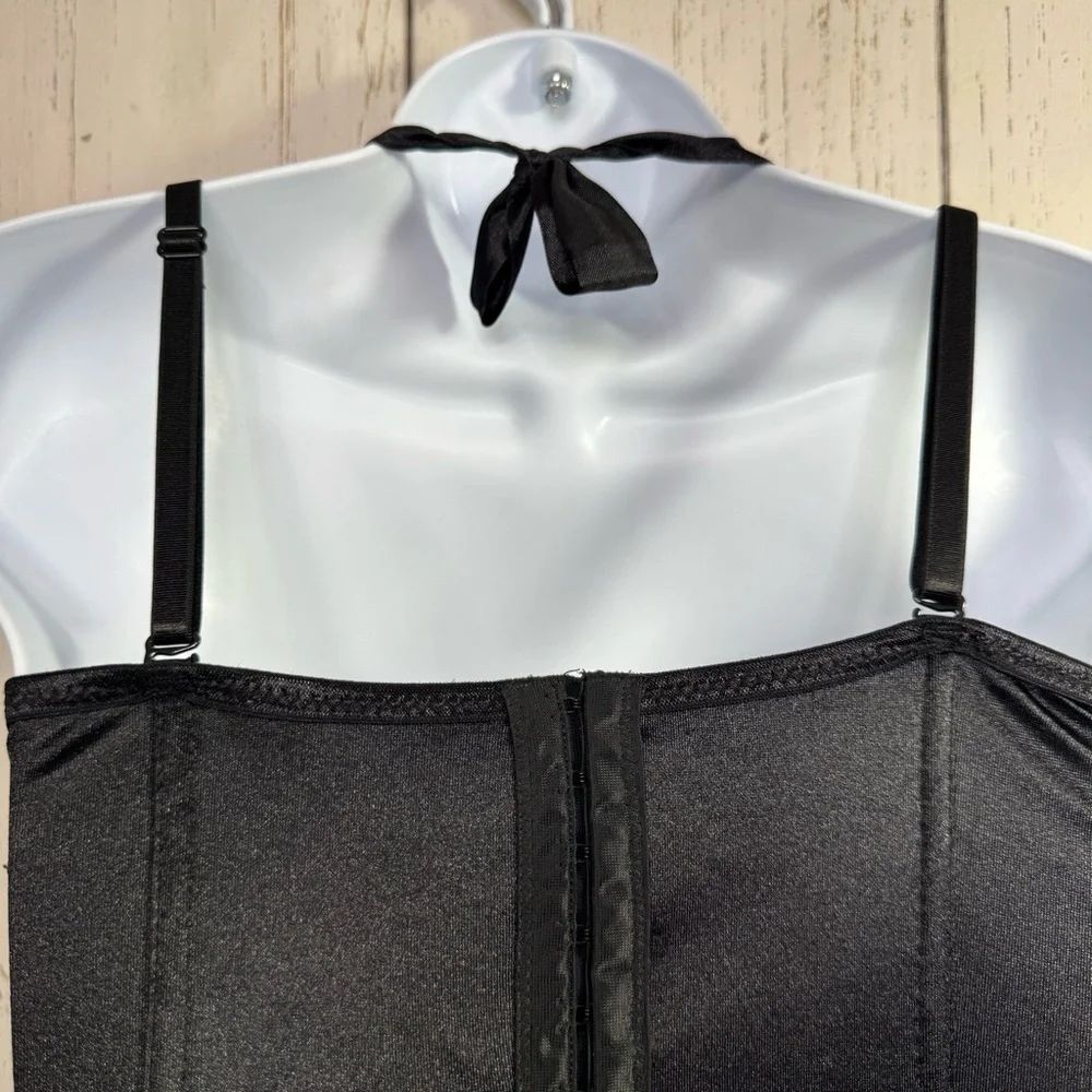 Gothic Black Lace Up Corset Top Spirit Halloween M Y2K Burlesque Festivalwear - Picture 7 of 16
